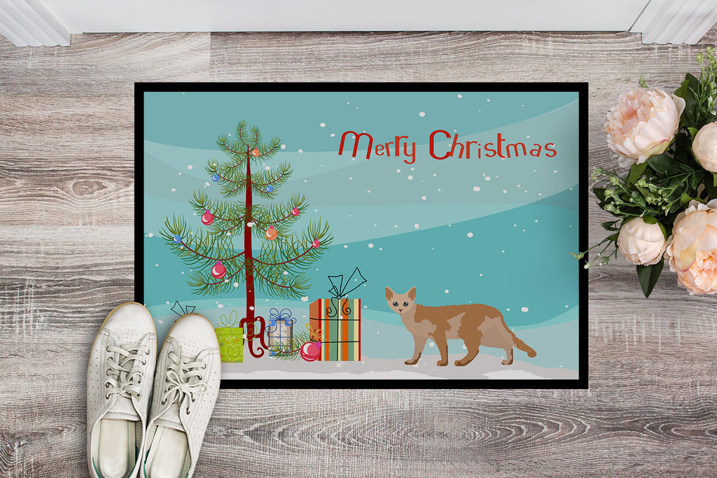 Devon Rex Cat Christmas Doormat Indoor Outdoor 24H X 36W Front Door Mat Rugs for Entryway, Non Slip Washable Low Pile,