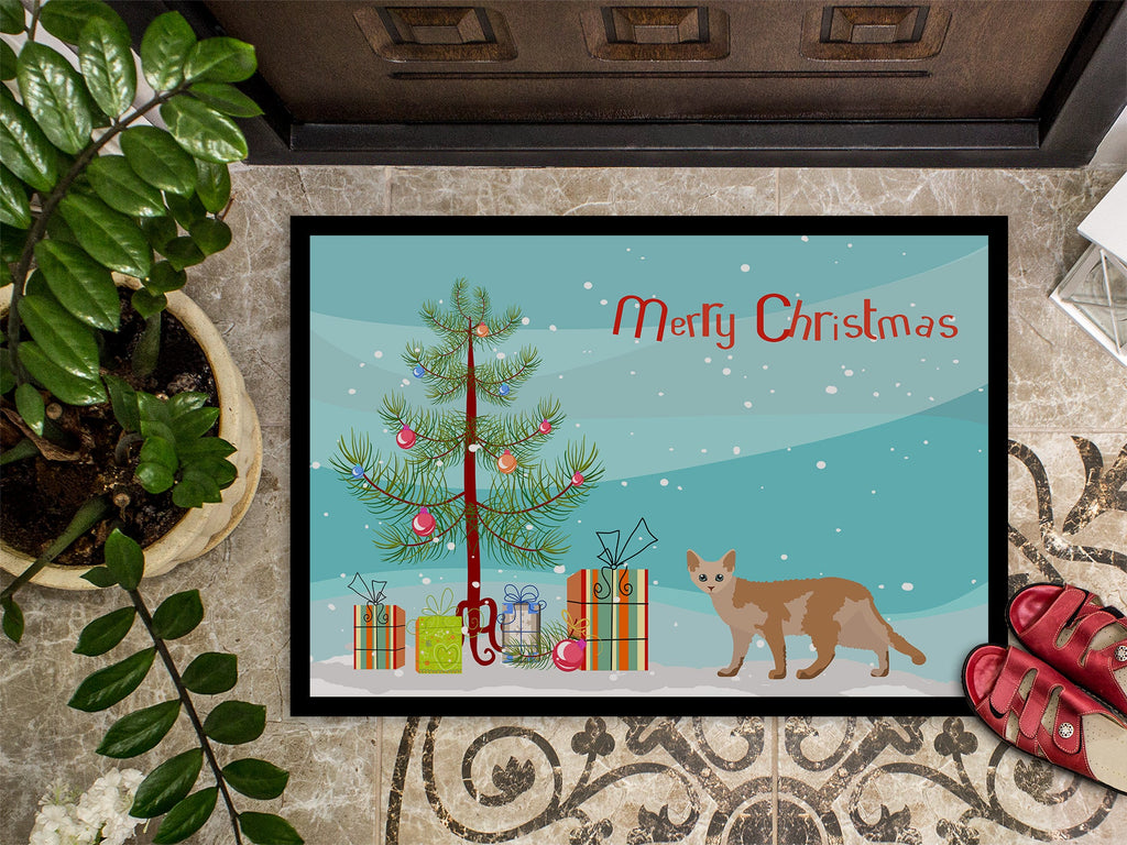 Devon Rex Cat Christmas Doormat Indoor Outdoor 24H X 36W Front Door Mat Rugs for Entryway, Non Slip Washable Low Pile,