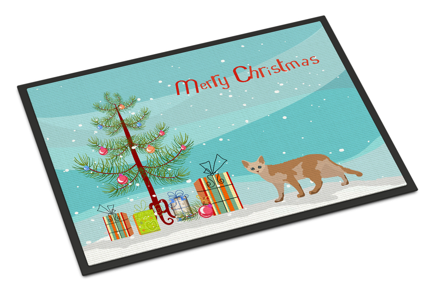 Devon Rex Cat Christmas Doormat Indoor Outdoor 18H X 27W Front Door Mat Rugs for Entryway, Non Slip Washable