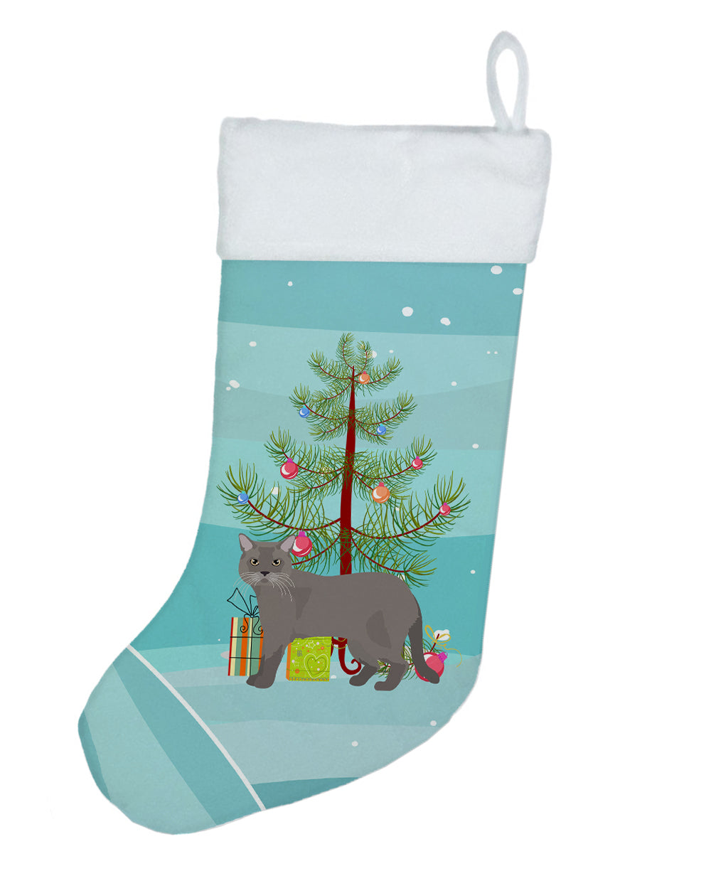 European Burmese Cat Christmas Holiday Stocking Double-Sided Print, Polyester Suede,11x18, Made in USA