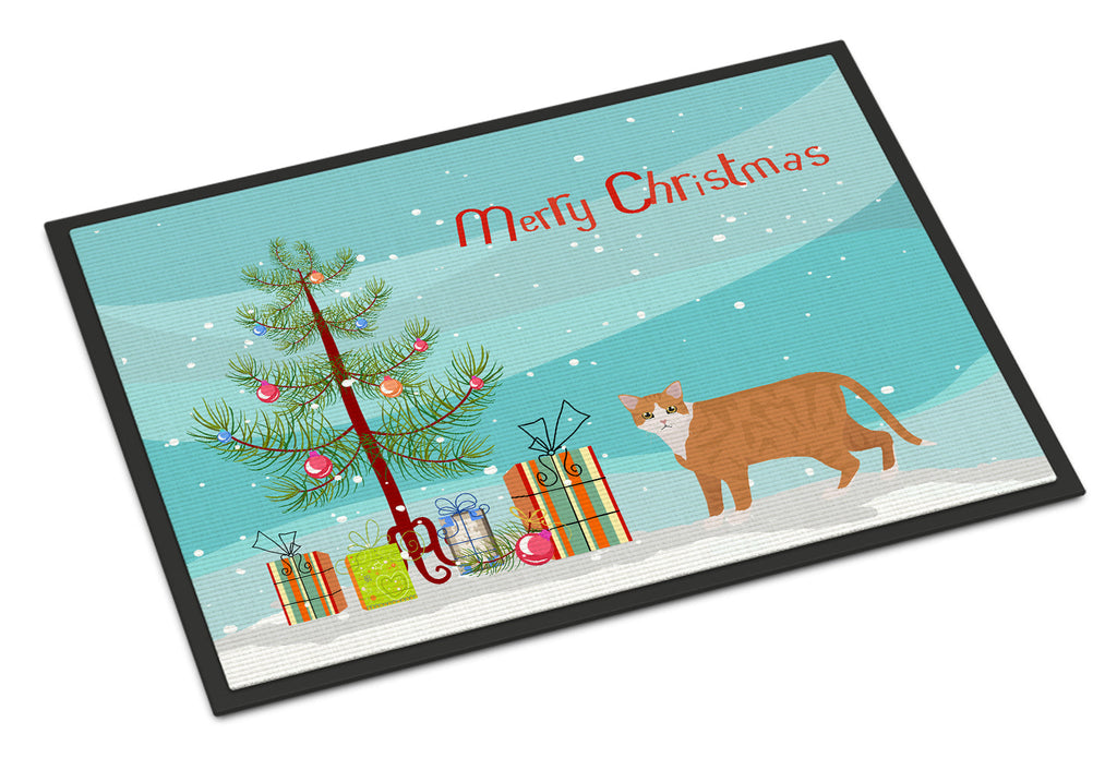 European Shorthair Cat Christmas Doormat Indoor Outdoor 18H X 27W Front Door Mat Rugs for Entryway, Non Slip Washable