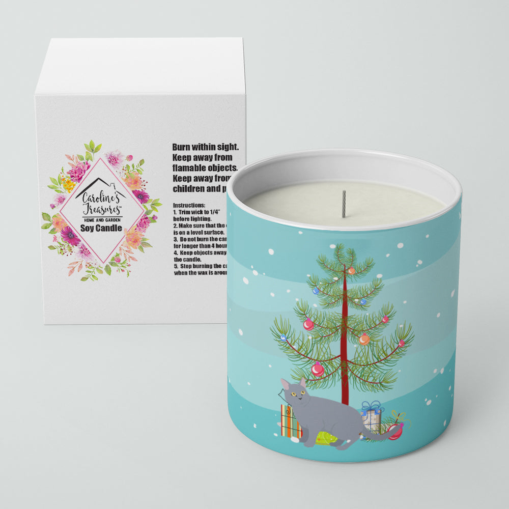 European Shorthair Cat Christmas Decorative Soy Candle Nature Soy Wax Essential Oil Home Decor Ideal for Bedroom Kitchen Bath Office Gift, 10 oz