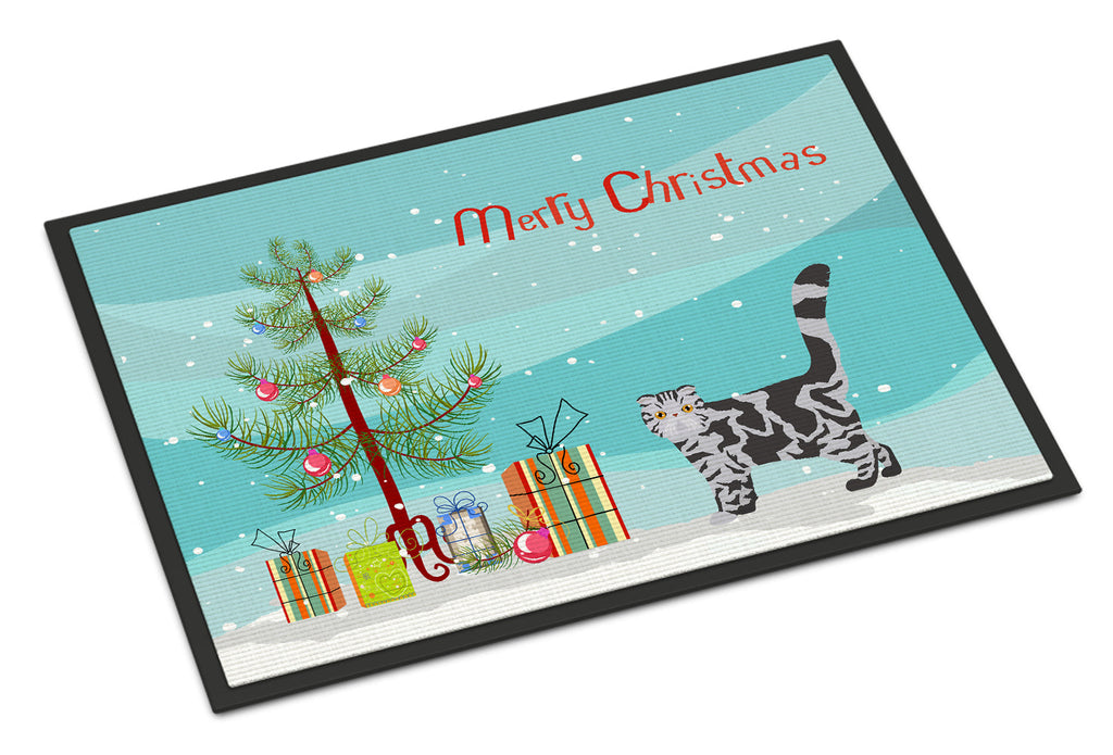 Foldex Exotic Fold Cat Christmas Doormat Indoor Outdoor 24H X 36W Front Door Mat Rugs for Entryway, Non Slip Washable Low Pile,