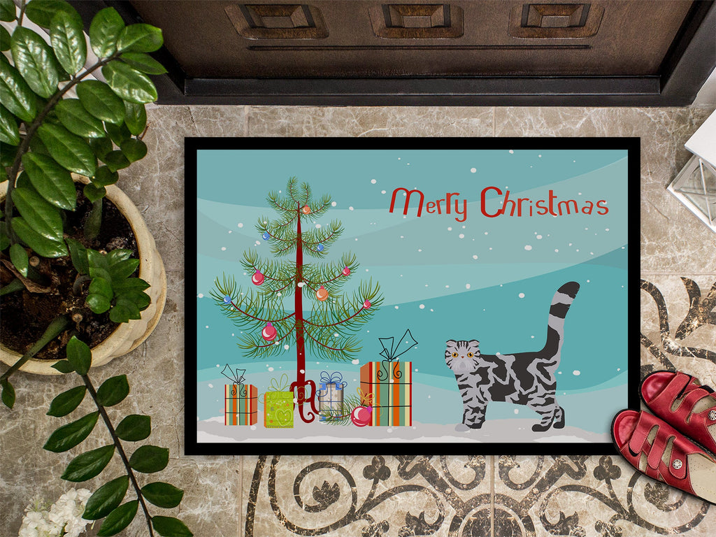 Foldex Exotic Fold Cat Christmas Doormat Indoor Outdoor 18H X 27W Front Door Mat Rugs for Entryway, Non Slip Washable