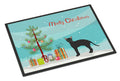 Black German Rex Cat Christmas Doormat Indoor Outdoor 18H X 27W Front Door Mat Rugs for Entryway, Non Slip Washable
