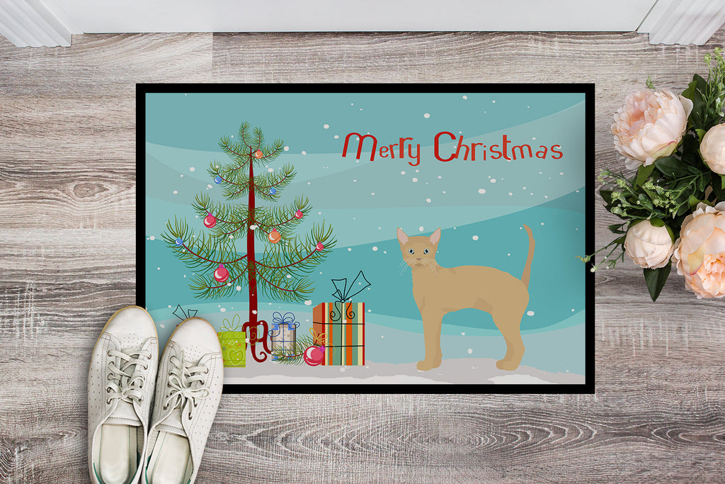 German Rex Cat Christmas Doormat Indoor Outdoor 18H X 27W Front Door Mat Rugs for Entryway, Non Slip Washable