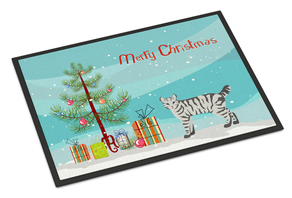 Highlander Lynx Cat Christmas Doormat Indoor Outdoor 18H X 27W Front Door Mat Rugs for Entryway, Non Slip Washable