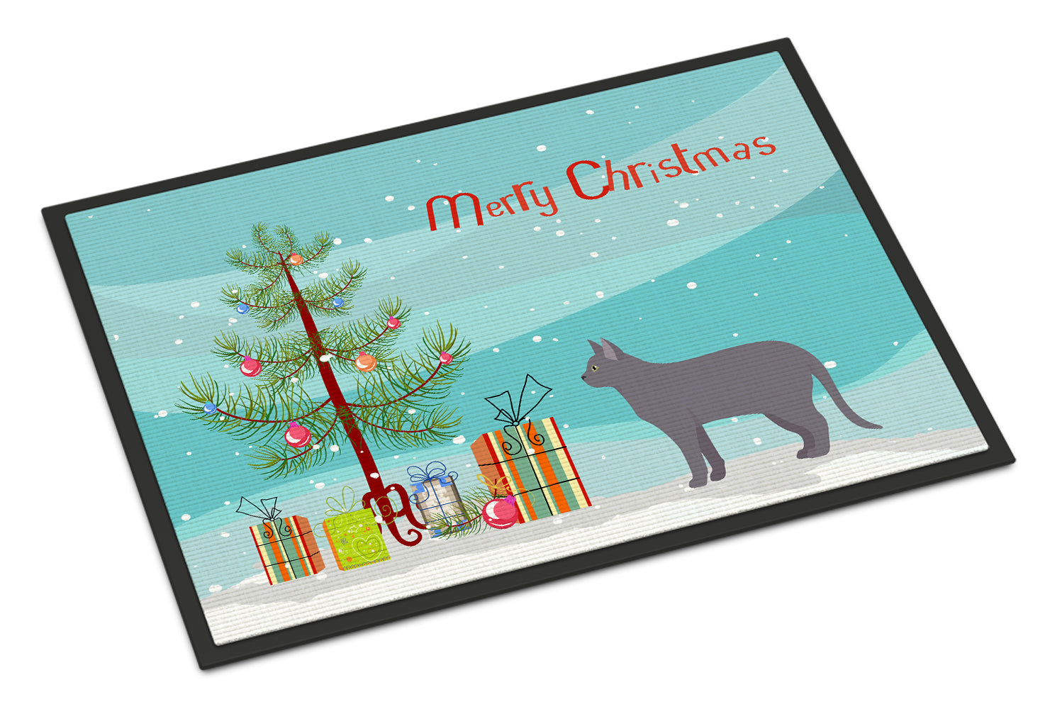 Korat Cat Christmas Doormat Indoor Outdoor 24H X 36W Front Door Mat Rugs for Entryway, Non Slip Washable Low Pile,