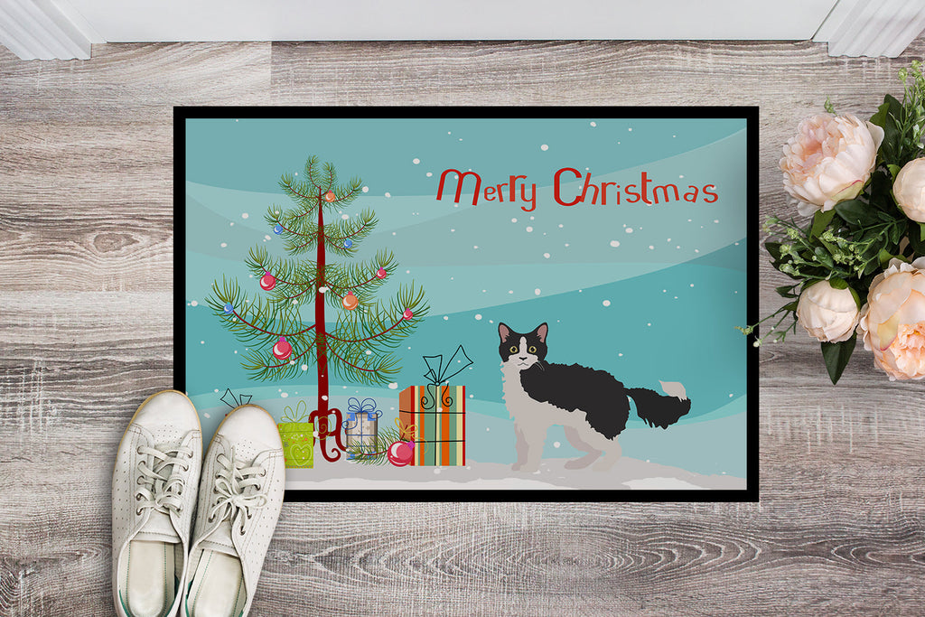La Perm Cat Christmas Doormat Indoor Outdoor 18H X 27W Front Door Mat Rugs for Entryway, Non Slip Washable