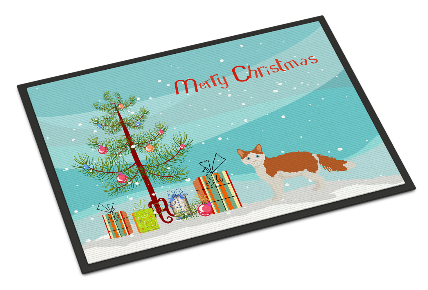 La Perm Cat Christmas Doormat Indoor Outdoor 18H X 27W Front Door Mat Rugs for Entryway, Non Slip Washable
