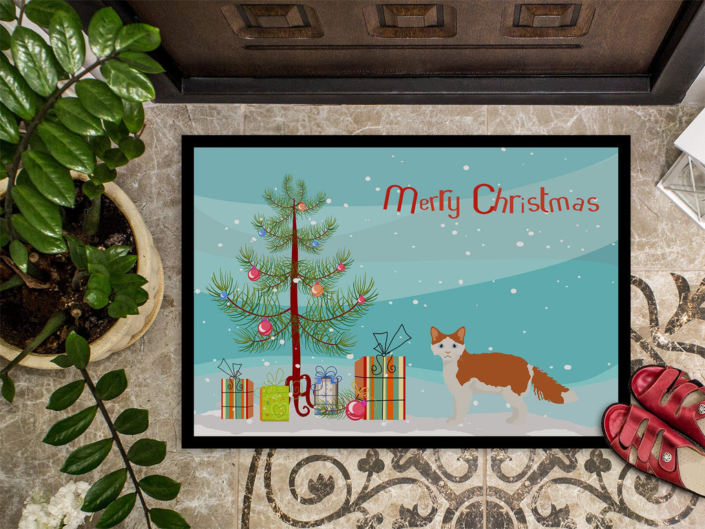 La Perm Cat Christmas Doormat Indoor Outdoor 18H X 27W Front Door Mat Rugs for Entryway, Non Slip Washable