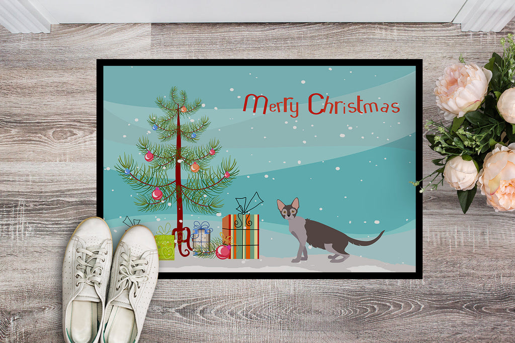 Lykoi Cat Merry Christmas Doormat Indoor Outdoor 24H X 36W Front Door Mat Rugs for Entryway, Non Slip Washable Low Pile,