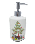Lykoi Cat Merry Christmas Ceramic Soap Dispenser , Empty Refillable Hand Soap Pump Bottle for Bathroom Kitchen