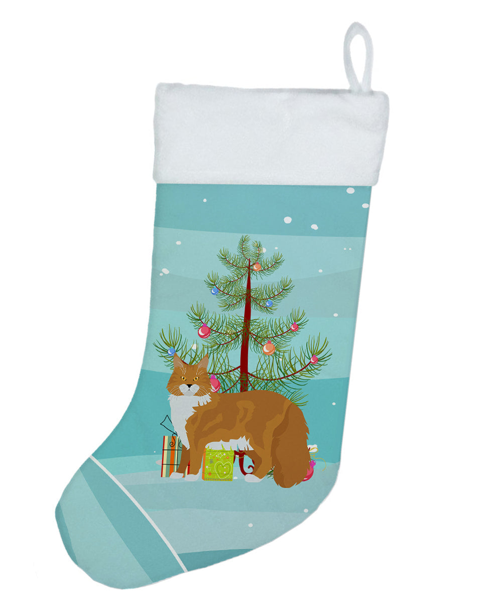 Maine Coon Cat Christmas Holiday Stocking Double-Sided Print, Polyester Suede,11x18, Made in USA