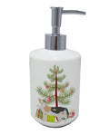 Malayan Cat Christmas Ceramic Soap Dispenser , Empty Refillable Hand Soap Pump Bottle for Bathroom Kitchen