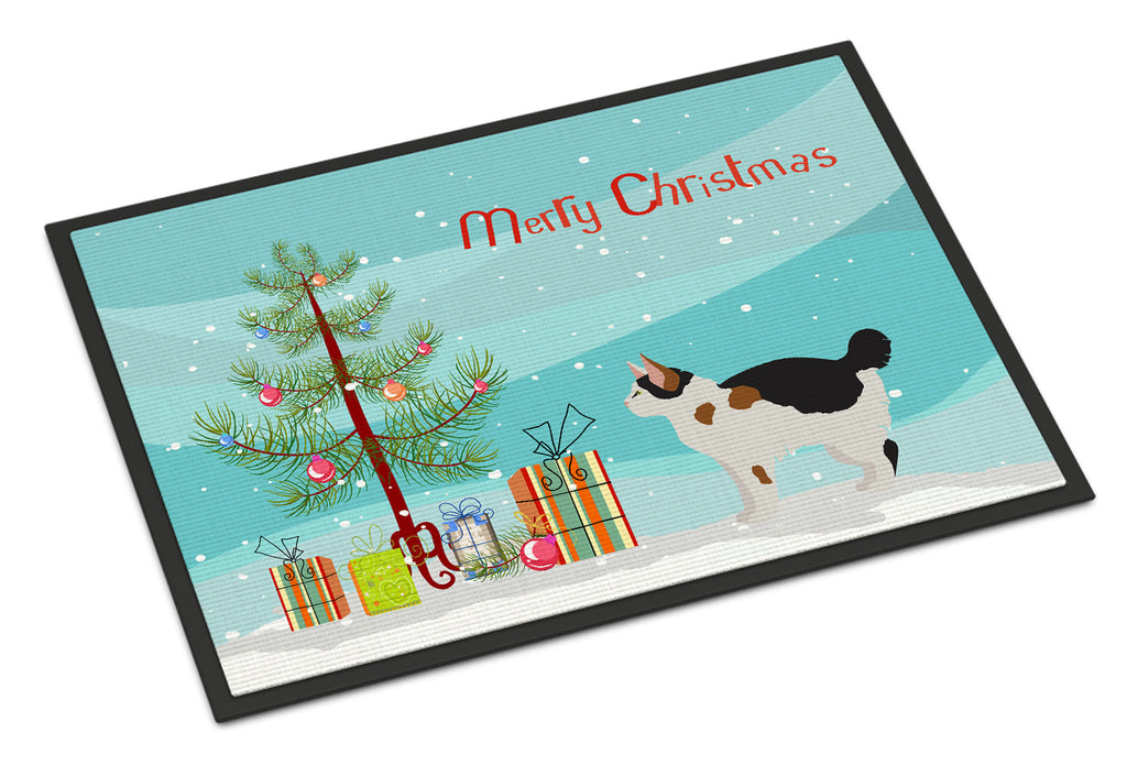 Manx Cat Christmas Doormat Indoor Outdoor 18H X 27W Front Door Mat Rugs for Entryway, Non Slip Washable