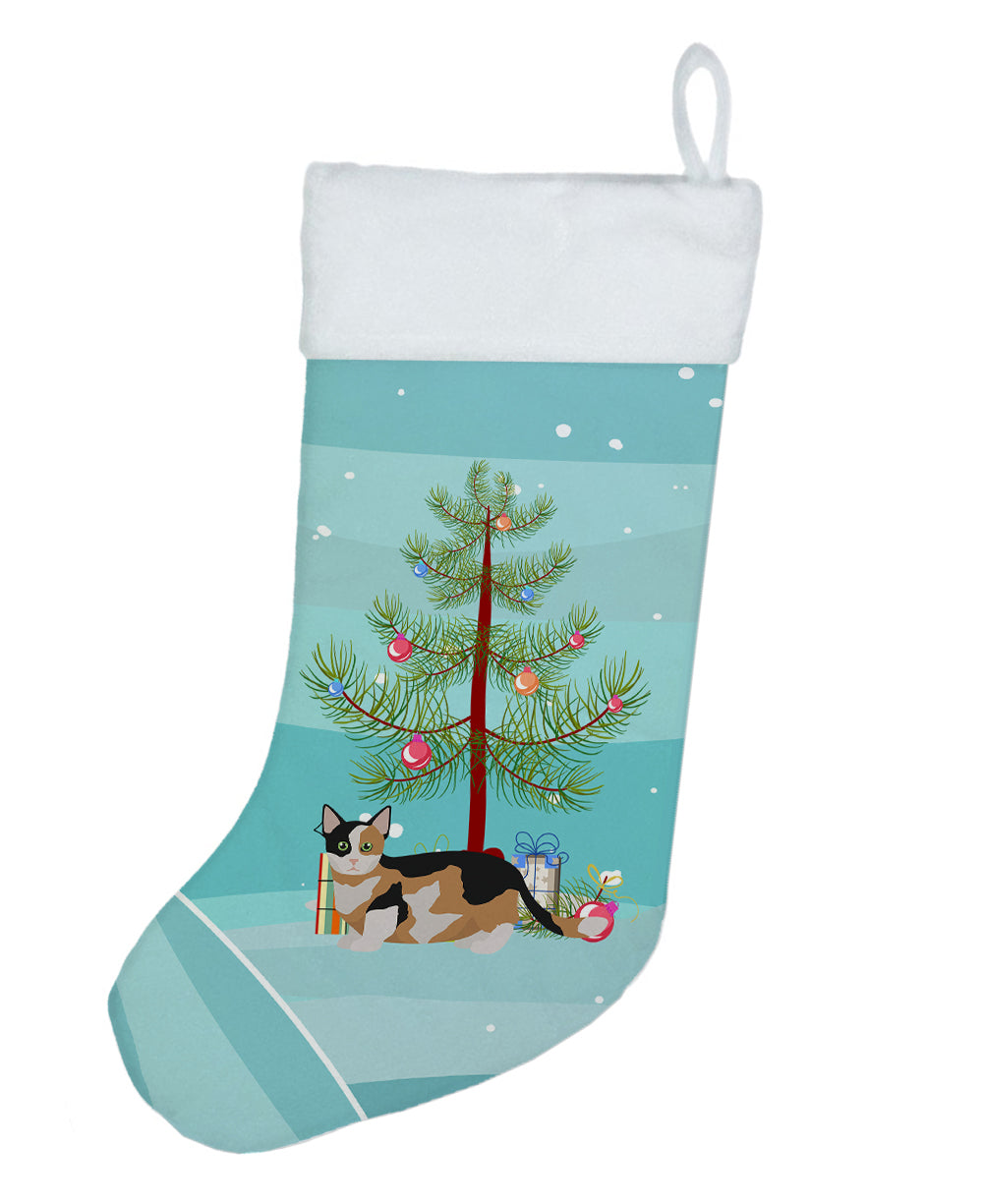 Munchkin Cat Christmas Holiday Stocking Double-Sided Print, Polyester Suede,11x18, Made in USA