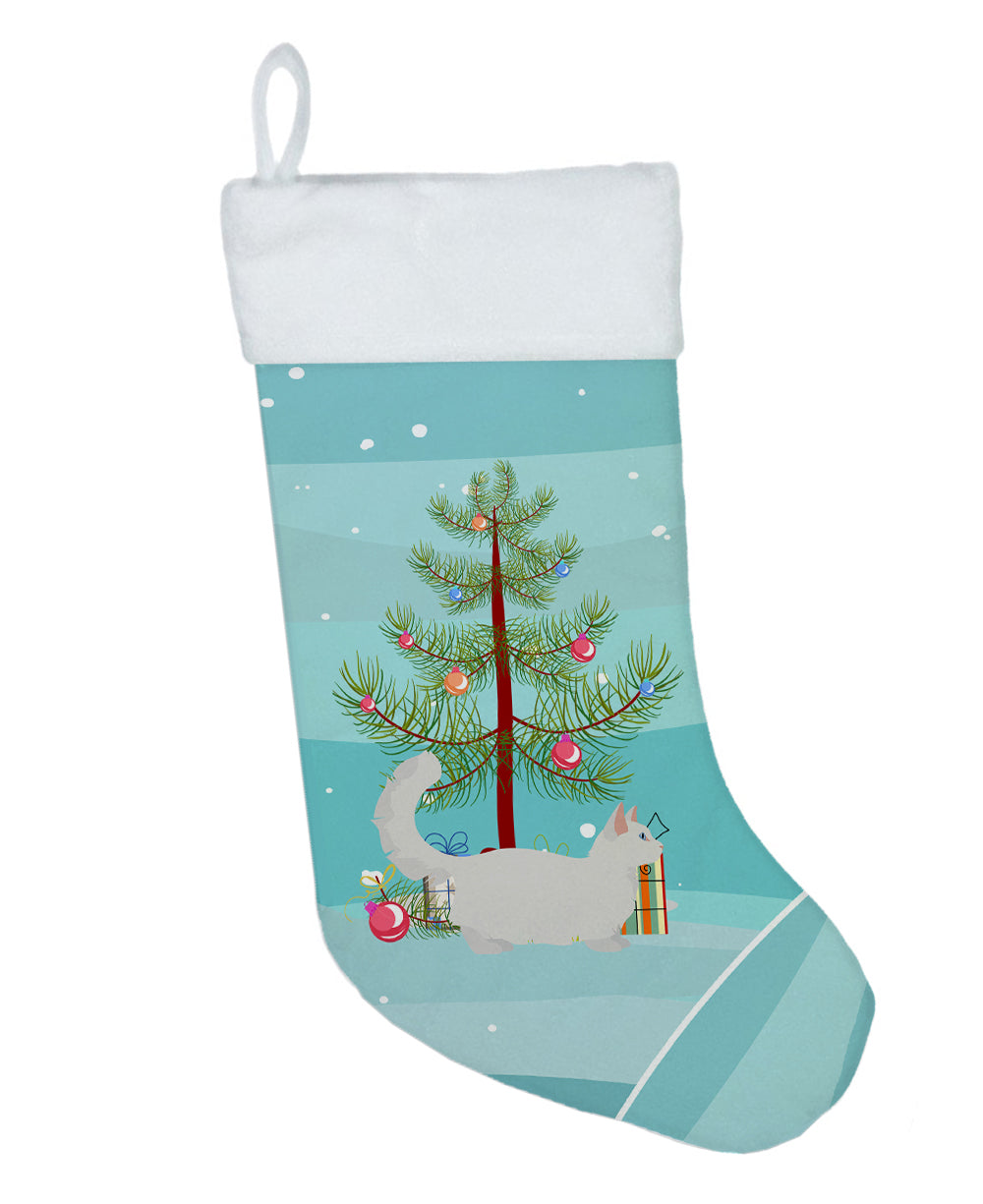 Munchkin Cat Christmas Holiday Stocking Double-Sided Print, Polyester Suede,11x18, Made in USA