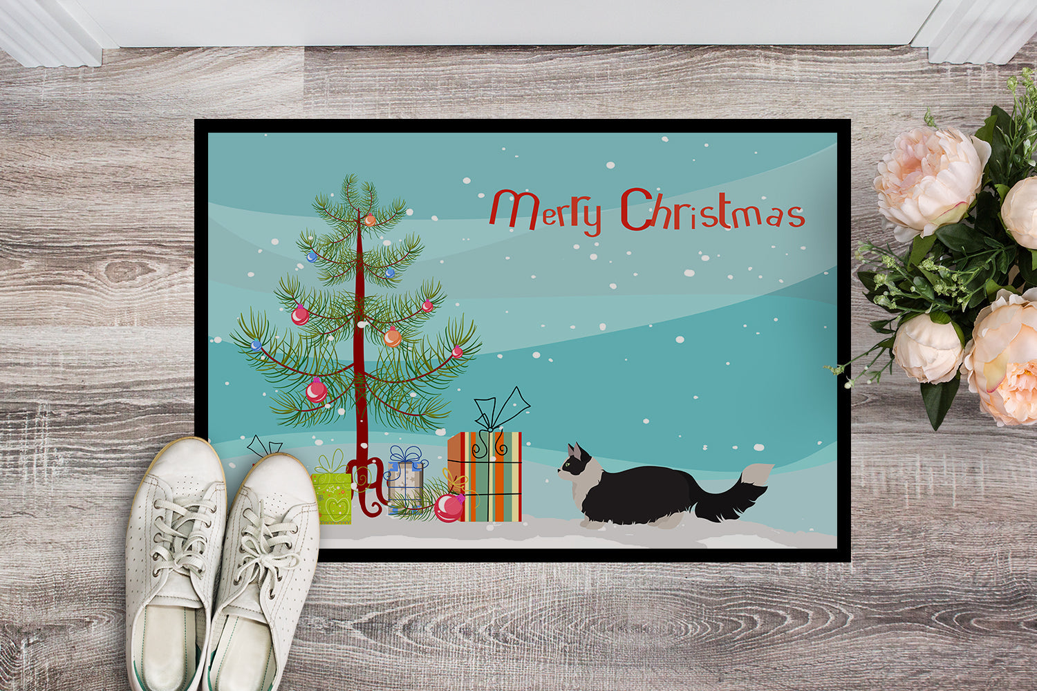 Napoleon Cat Christmas Doormat Indoor Outdoor 18H X 27W Front Door Mat Rugs for Entryway, Non Slip Washable