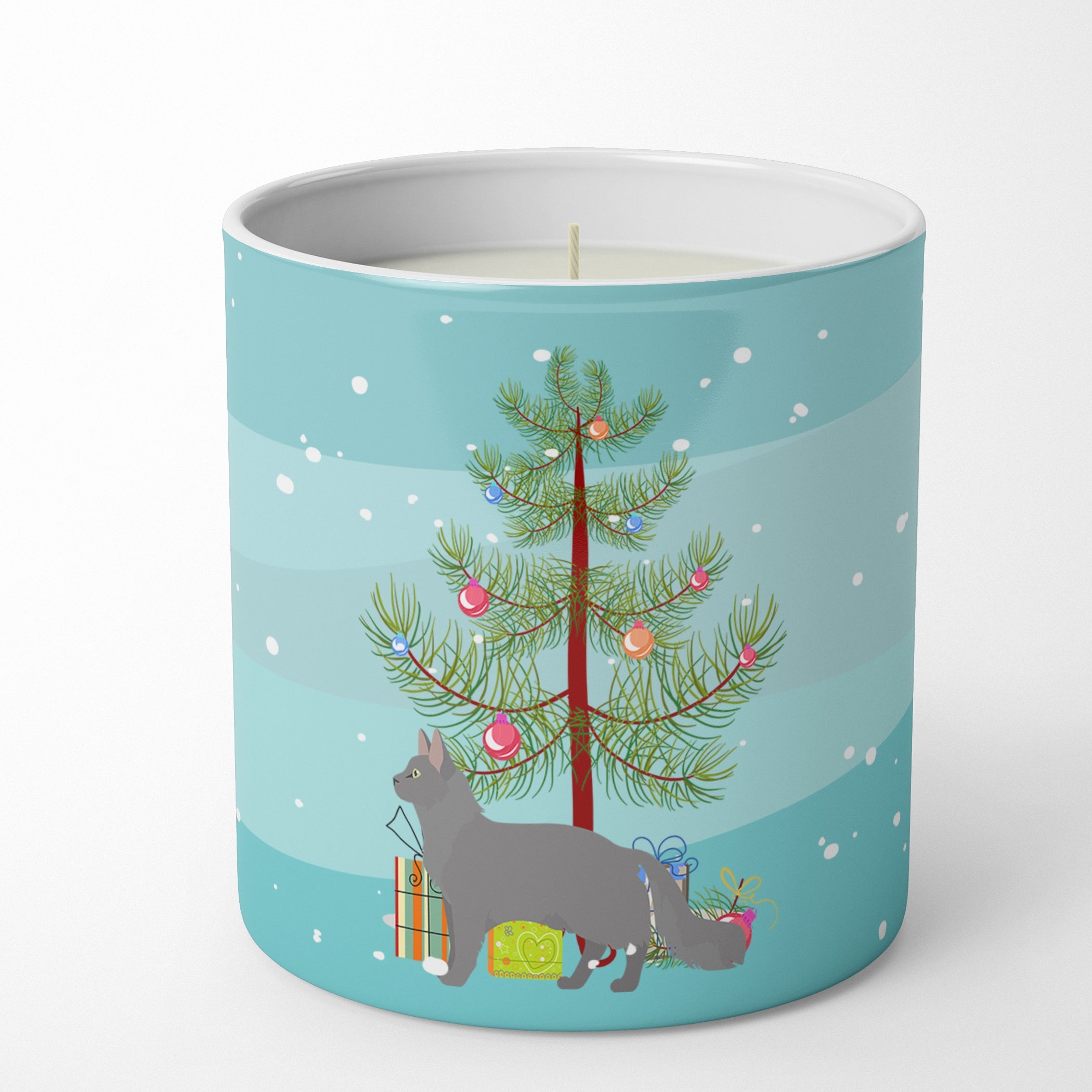 Nebelung Cat Christmas Decorative Soy Candle Nature Soy Wax Essential Oil Home Decor Ideal for Bedroom Kitchen Bath Office Gift, 10 oz
