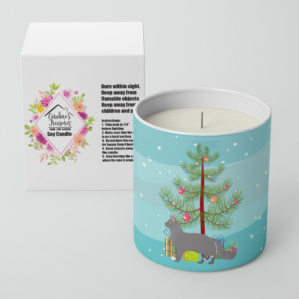 Nebelung Cat Christmas Decorative Soy Candle Nature Soy Wax Essential Oil Home Decor Ideal for Bedroom Kitchen Bath Office Gift, 10 oz