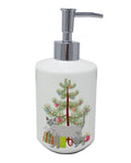 Ojos Azules Cat Christmas Ceramic Soap Dispenser , Empty Refillable Hand Soap Pump Bottle for Bathroom Kitchen