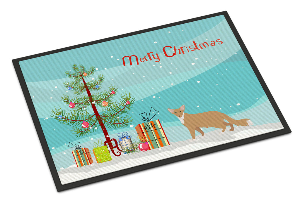 Oriental Longhair Cat Christmas Doormat Indoor Outdoor 18H X 27W Front Door Mat Rugs for Entryway, Non Slip Washable
