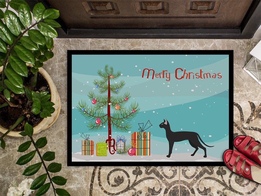Oriental Shorthair Cat Christmas Doormat Indoor Outdoor 18H X 27W Front Door Mat Rugs for Entryway, Non Slip Washable