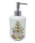 Owyhee Bob Cat Christmas Ceramic Soap Dispenser , Empty Refillable Hand Soap Pump Bottle for Bathroom Kitchen