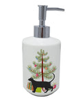 Pantherette Cat Christmas Ceramic Soap Dispenser , Empty Refillable Hand Soap Pump Bottle for Bathroom Kitchen