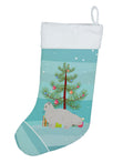 White Persian Traditional Cat Christmas Holiday Stocking Double-Sided Print, Polyester Suede,11x18, Made in USA