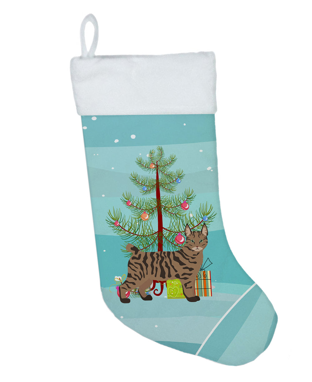 Pixie Bob Cat  Christmas Holiday Stocking Double-Sided Print, Polyester Suede,11x18, Made in USA