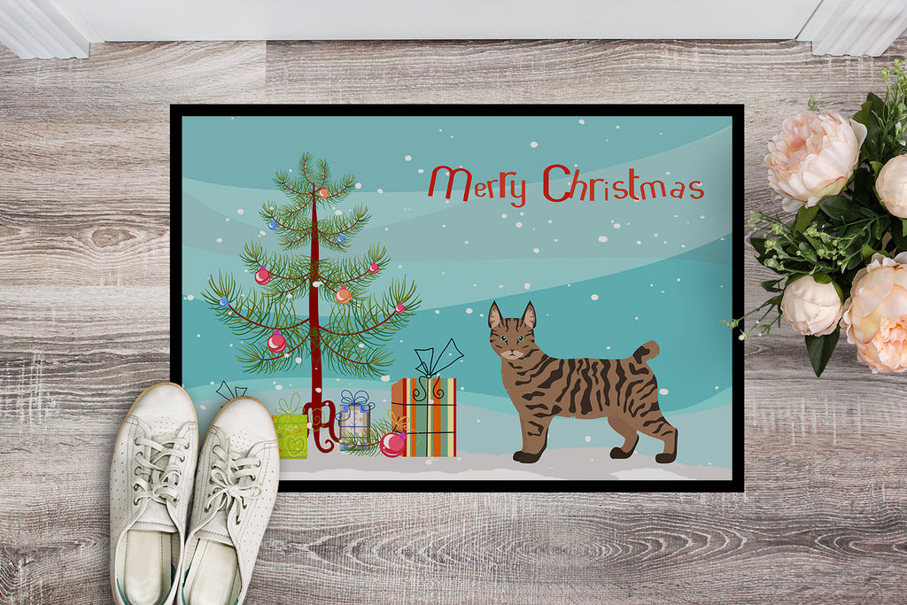 Pixie Bob Cat  Christmas Doormat Indoor Outdoor 24H X 36W Front Door Mat Rugs for Entryway, Non Slip Washable Low Pile,