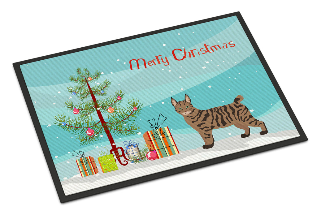 Pixie Bob Cat  Christmas Doormat Indoor Outdoor 18H X 27W Front Door Mat Rugs for Entryway, Non Slip Washable