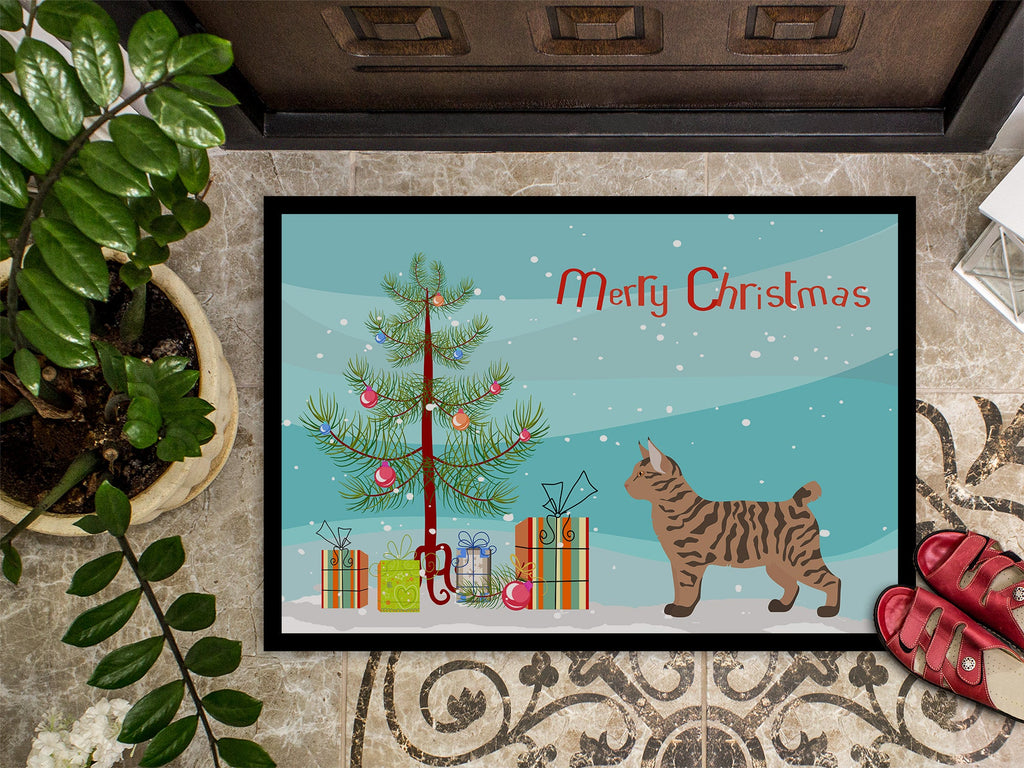 Pixie Bob Cat  Christmas Doormat Indoor Outdoor 24H X 36W Front Door Mat Rugs for Entryway, Non Slip Washable Low Pile,