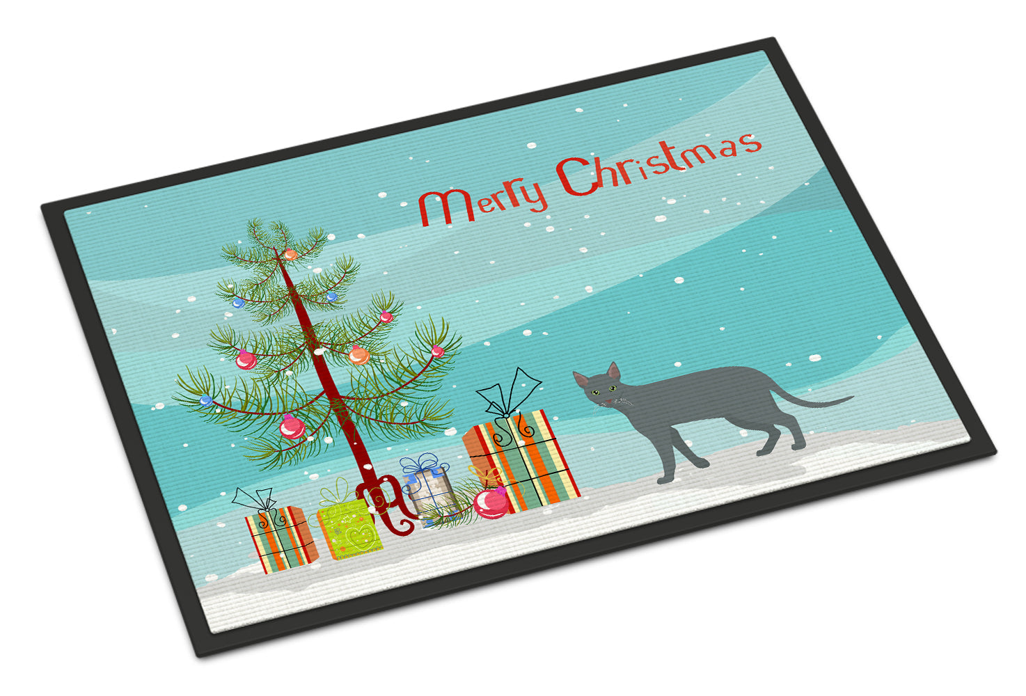 Raas Cat Christmas Doormat Indoor Outdoor 24H X 36W Front Door Mat Rugs for Entryway, Non Slip Washable Low Pile,