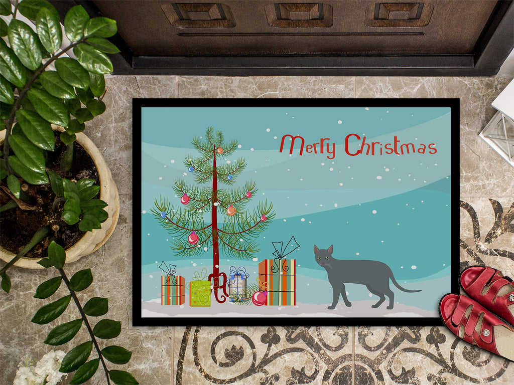 Raas Cat Christmas Doormat Indoor Outdoor 18H X 27W Front Door Mat Rugs for Entryway, Non Slip Washable