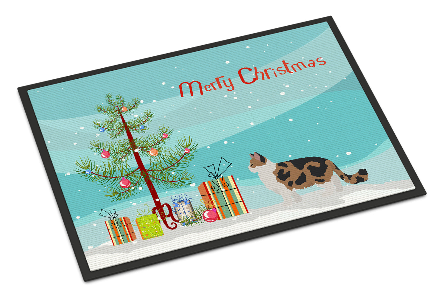 Ragamuffin Cat  Christmas Doormat Indoor Outdoor 24H X 36W Front Door Mat Rugs for Entryway, Non Slip Washable Low Pile,