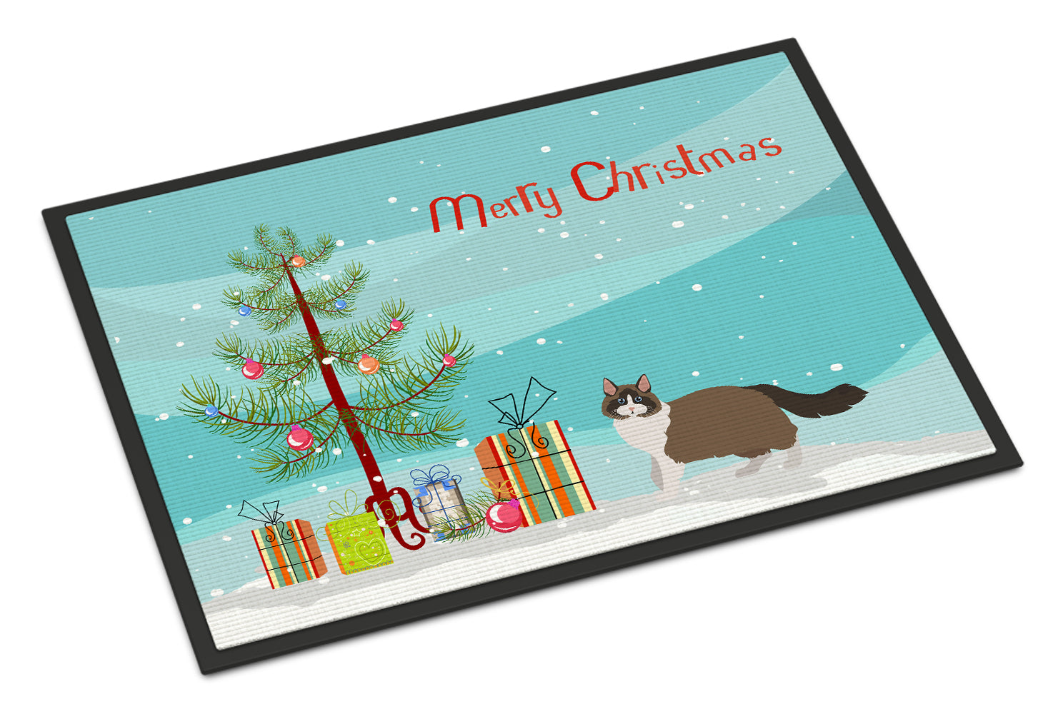 Ragdoll Cat  Christmas Doormat Indoor Outdoor 18H X 27W Front Door Mat Rugs for Entryway, Non Slip Washable