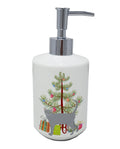 Russian Blue Cat Christmas Ceramic Soap Dispenser , Empty Refillable Hand Soap Pump Bottle for Bathroom Kitchen