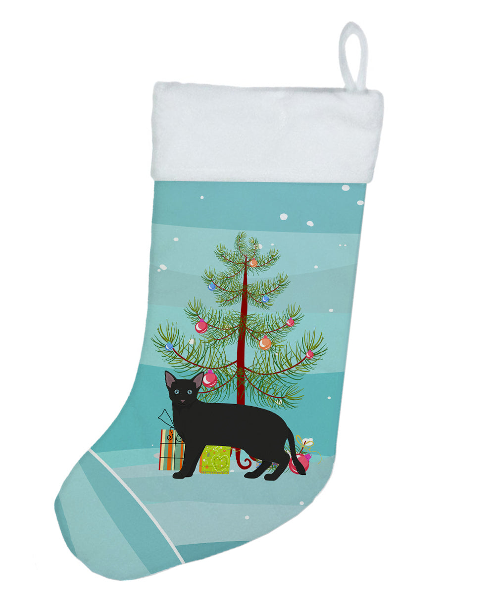 Russian White Black Cat Christmas Holiday Stocking Double-Sided Print, Polyester Suede,11x18, Made in USA