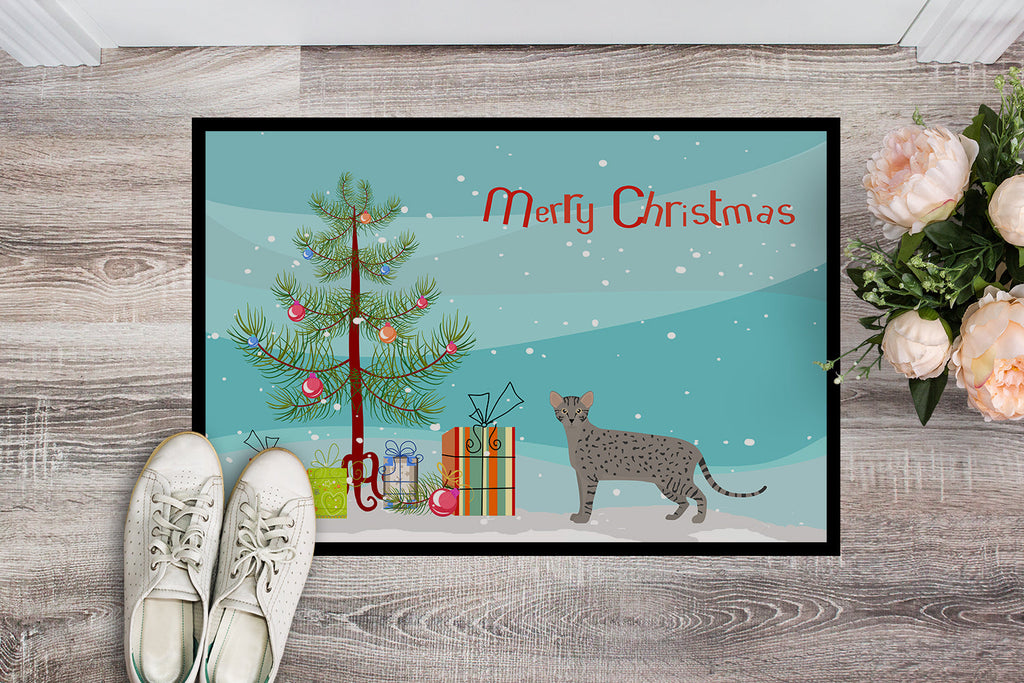 Safari Cat Christmas Doormat Indoor Outdoor 24H X 36W Front Door Mat Rugs for Entryway, Non Slip Washable Low Pile,