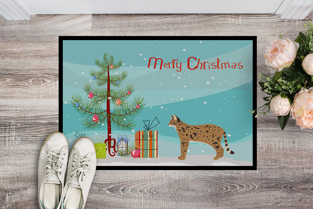Savannah Cat Christmas Doormat Indoor Outdoor 24H X 36W Front Door Mat Rugs for Entryway, Non Slip Washable Low Pile,