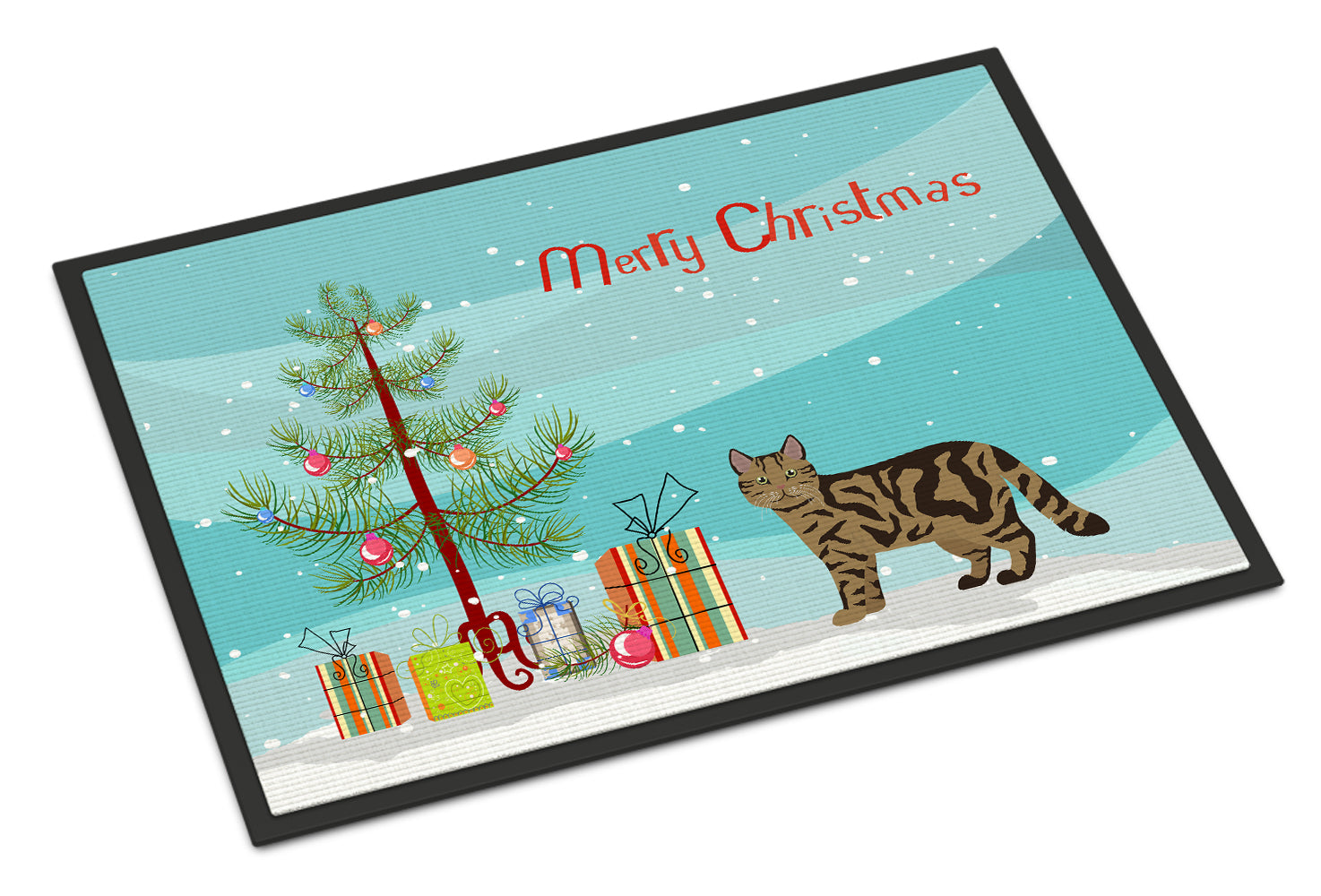 Scottish Straight Cat Christmas Doormat Indoor Outdoor 18H X 27W Front Door Mat Rugs for Entryway, Non Slip Washable