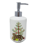 Scottish Straight Cat Christmas Ceramic Soap Dispenser , Empty Refillable Hand Soap Pump Bottle for Bathroom Kitchen