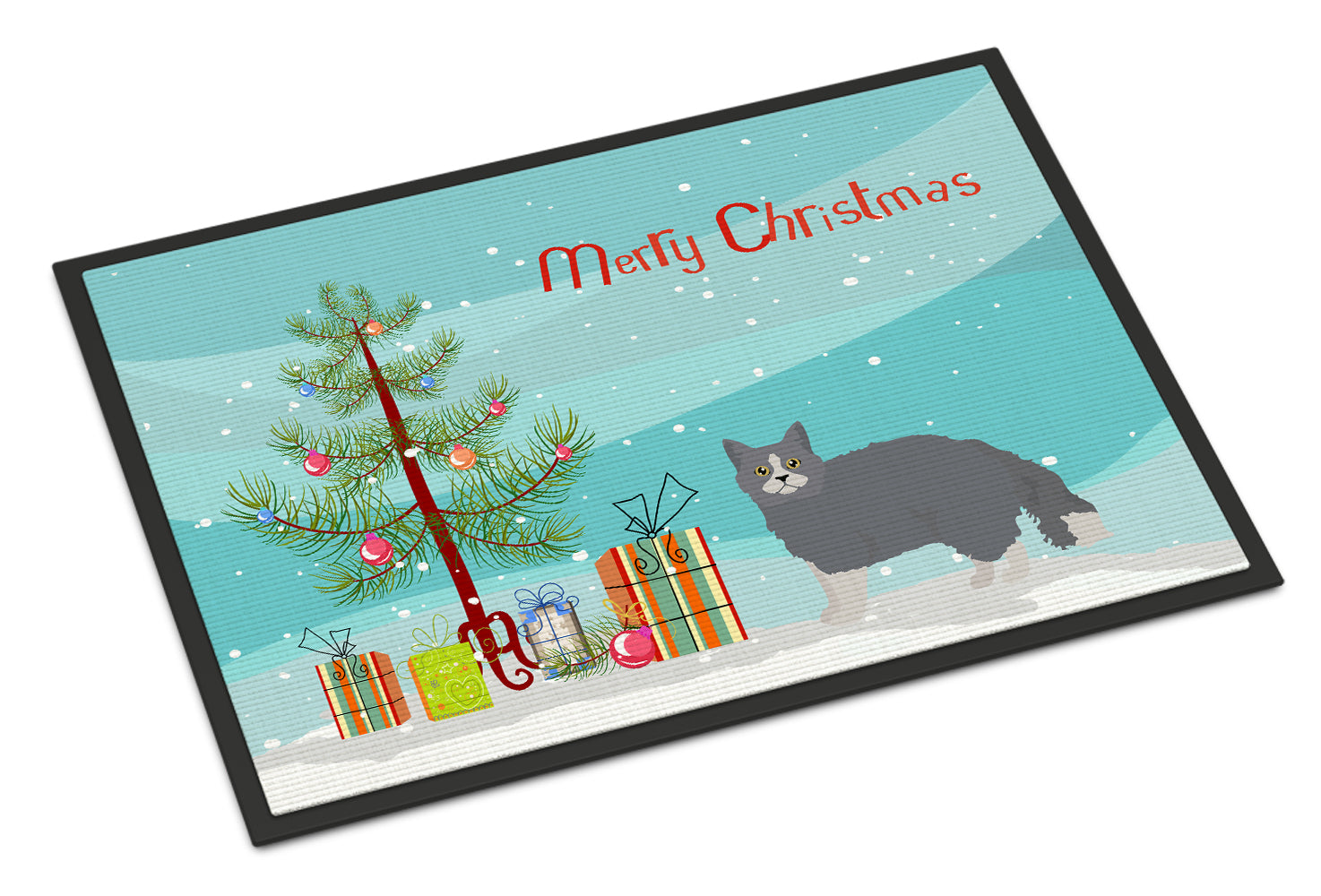 Selkirk Rex Cat Christmas Doormat Indoor Outdoor 24H X 36W Front Door Mat Rugs for Entryway, Non Slip Washable Low Pile,