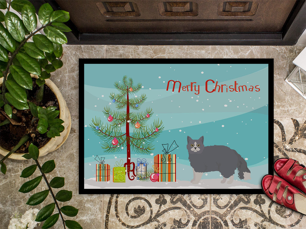 Selkirk Rex Cat Christmas Doormat Indoor Outdoor 24H X 36W Front Door Mat Rugs for Entryway, Non Slip Washable Low Pile,