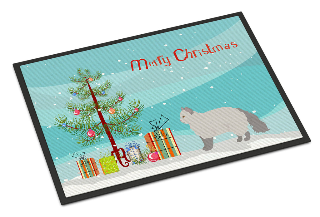 Selkirk Rex Cat Christmas Doormat Indoor Outdoor 24H X 36W Front Door Mat Rugs for Entryway, Non Slip Washable Low Pile,