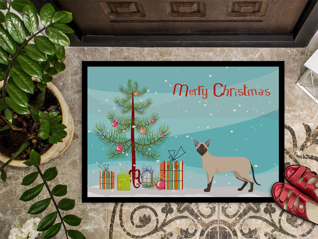 Siamese Modern Cat Christmas Doormat Indoor Outdoor 24H X 36W Front Door Mat Rugs for Entryway, Non Slip Washable Low Pile,
