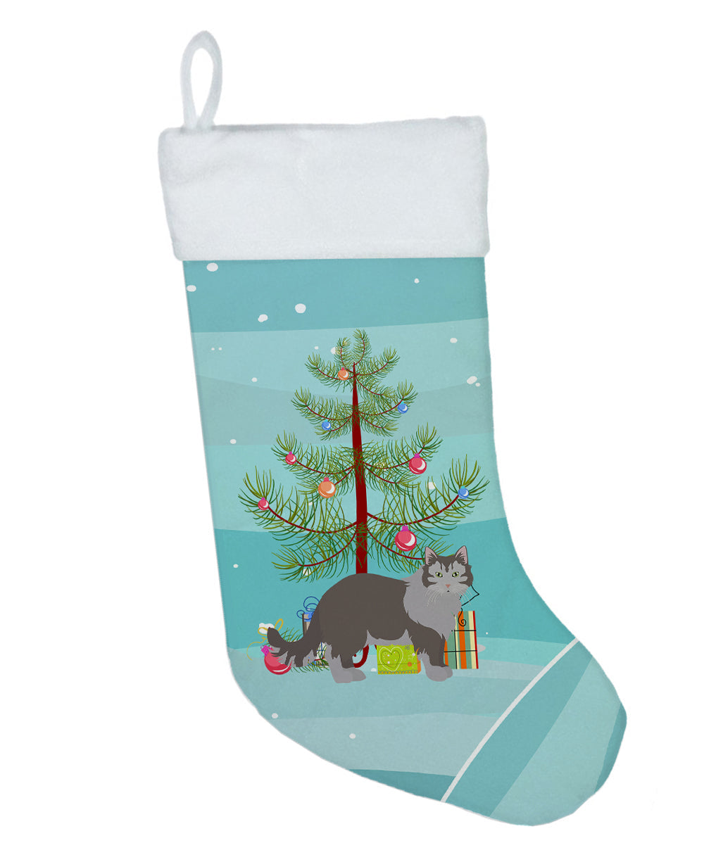 Siberian Forest Cat Christmas Holiday Stocking Double-Sided Print, Polyester Suede,11x18, Made in USA